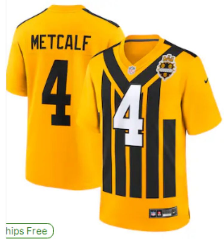 Men 2025 Pittsburgh Steelers #4 Metcalf Yellow Retro Nike Limited NFL Jersey style 01->los angeles dodgers->MLB Jersey